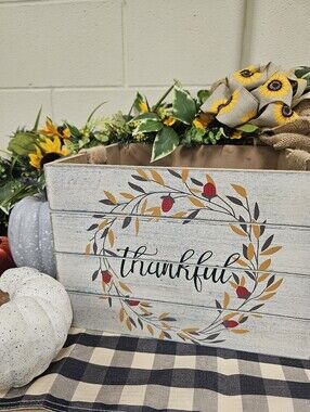 Rustic Farmhouse-style Wood Crate designed for fall and Thanksgiving